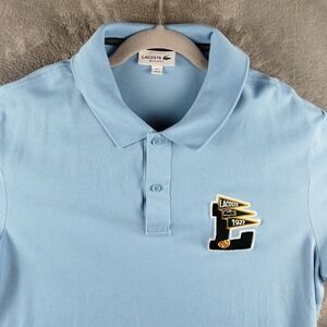 Lacoste Regular Fit Blue Pique Polo Shirt L Badge‎ 1927 Mens 2XL Embrodery Golf